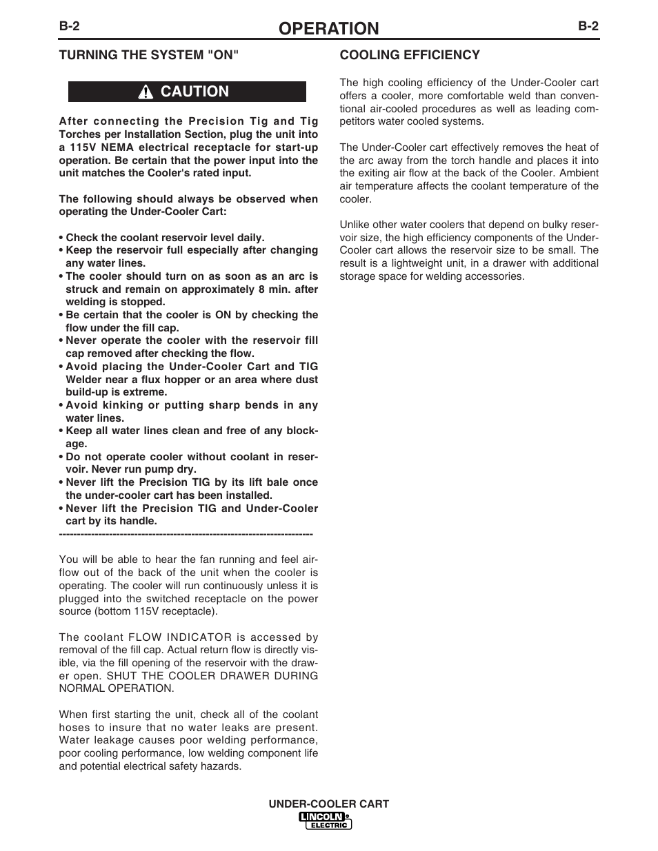 Operation, Caution | Lincoln Electric IM723-A User Manual | Page 14 / 29