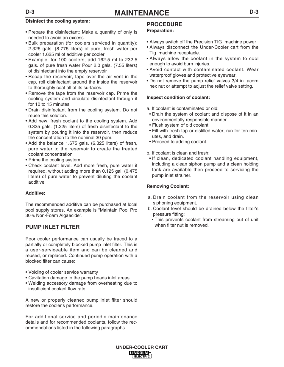 Maintenance | Lincoln Electric IM723-A User Manual | Page 17 / 29