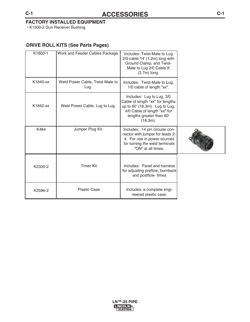 Accessories | Lincoln Electric LN- 25 PIPE IM10056 User Manual | Page 26 / 39