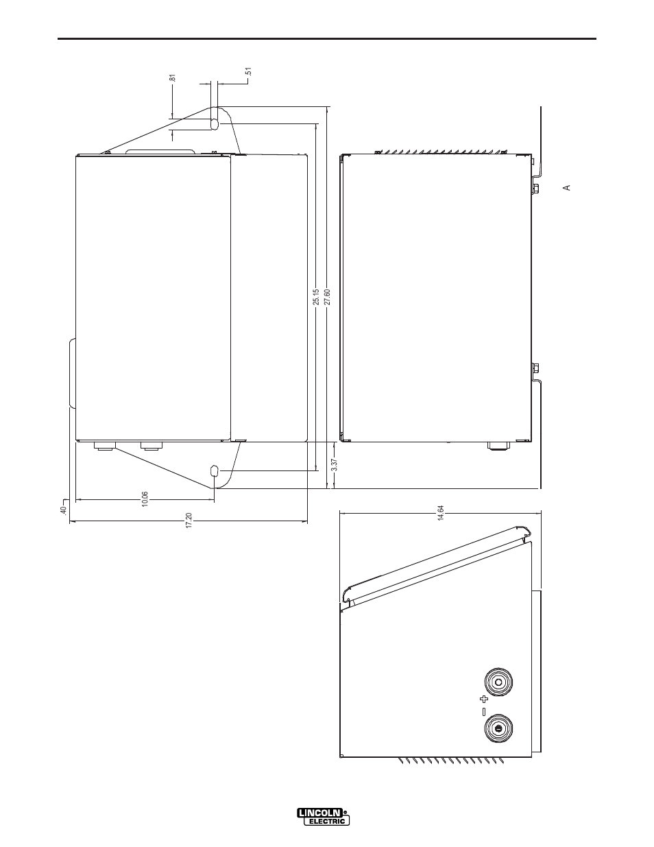 Dimension print | Lincoln Electric POWER WAVE F355I User Manual | Page 31 / 36