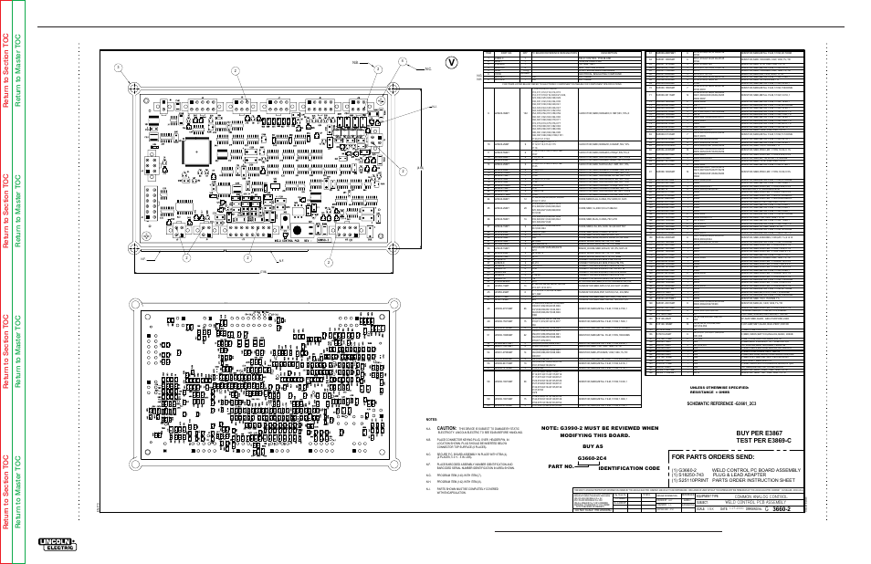 Electrical diagrams, G-19, Pc board assembly - weld control pc board | Commander 500, For parts orders send, Common analog control weld control pcb assembly, Part no, Caution | Lincoln Electric COMMANDER SVM153-A User Manual | Page 155 / 156