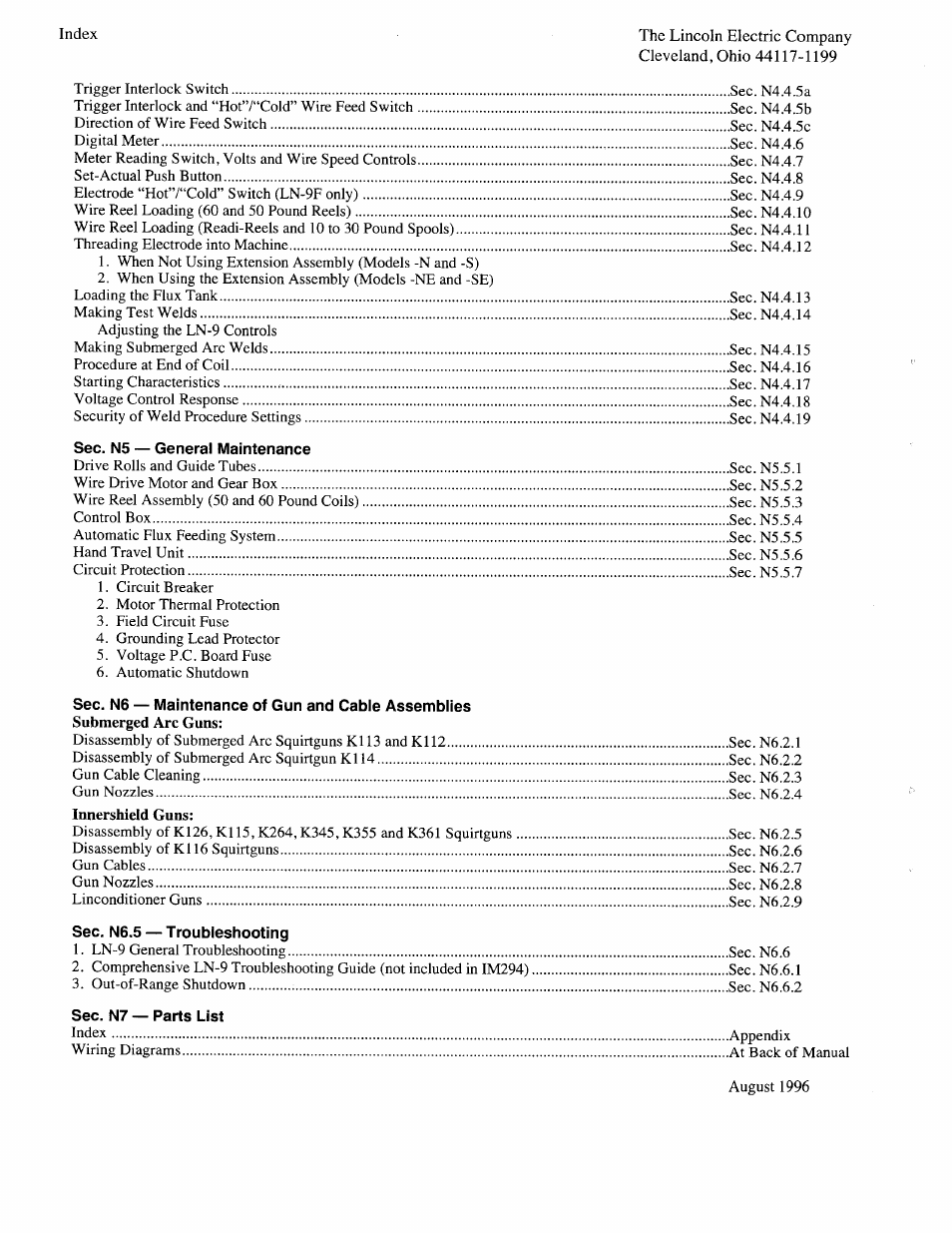 Lincoln Electric LN-9 SEMIAUTOMATIC WIRE FEEDER IM294-C User Manual | Page 8 / 148