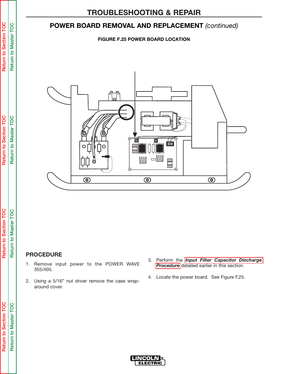 Left side power board, Troubleshooting & repair | Lincoln Electric POWER WAVE 355/405 SVM159-A User Manual | Page 100 / 134