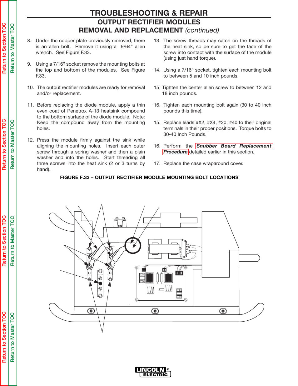 See figure f.33, Troubleshooting & repair | Lincoln Electric POWER WAVE 355/405 SVM159-A User Manual | Page 113 / 134