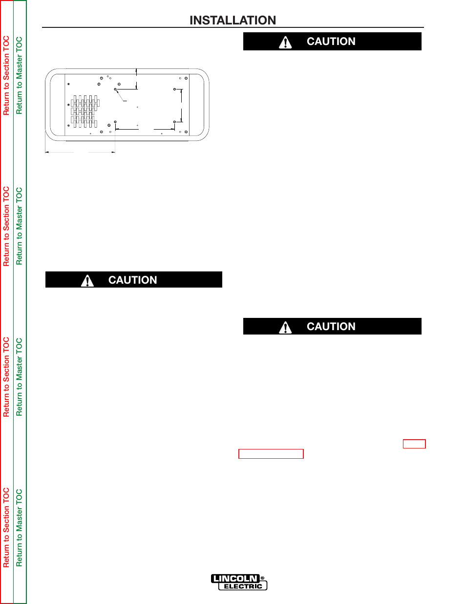 Installation, Caution | Lincoln Electric POWER WAVE 355/405 SVM159-A User Manual | Page 13 / 134