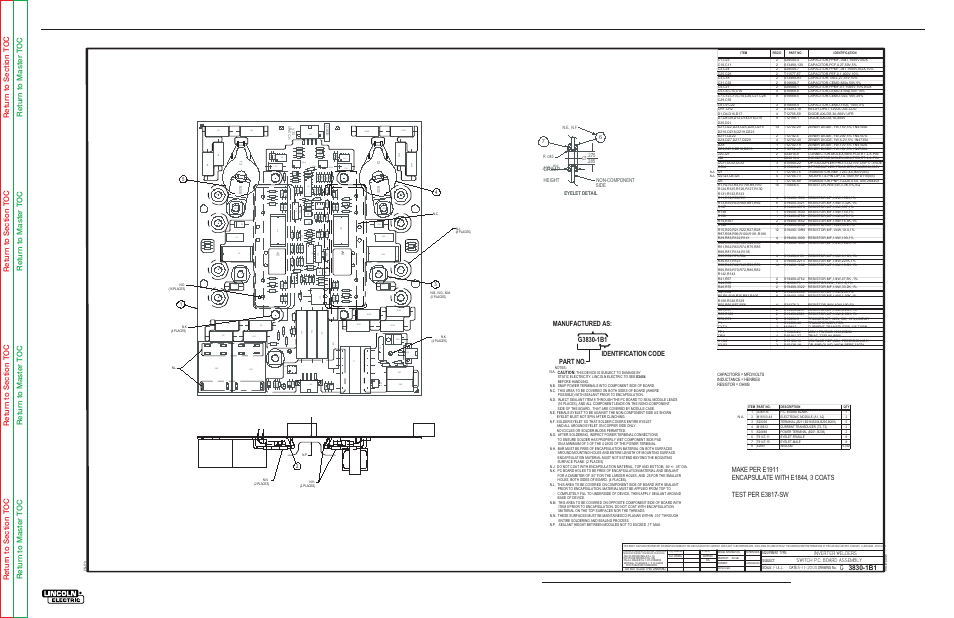 Electrical diagrams, G-10, Pc board assembly - switch pc board | Power mig 300, Inverter welders switch p.c. board assembly, Side non-component .105 height crimp, Caution, N.e., n.f, R .045 | Lincoln Electric POWER WAVE 355/405 SVM159-A User Manual | Page 130 / 134