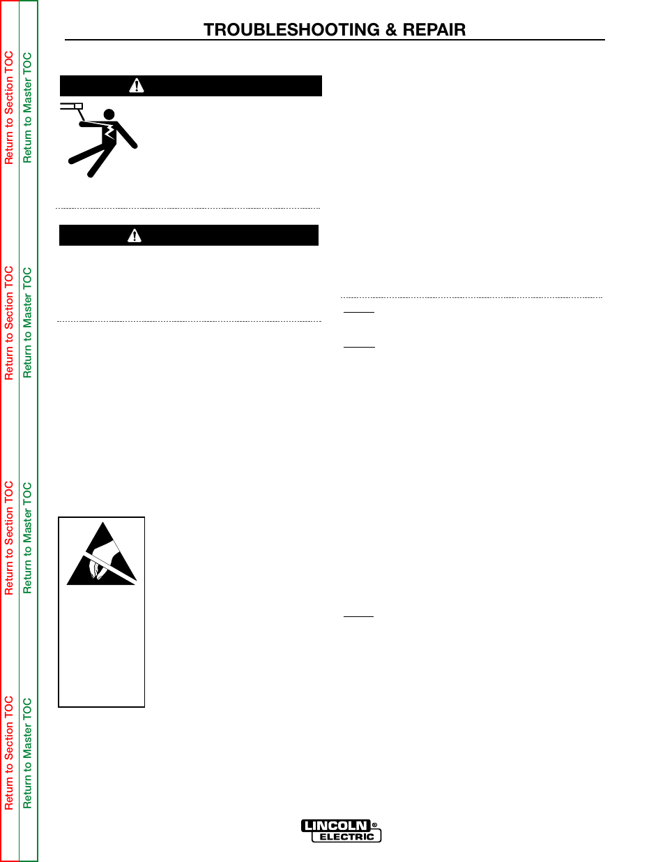 Troubleshooting & repair, Pc board troubleshooting procedures, Warning caution | Lincoln Electric POWER WAVE 355/405 SVM159-A User Manual | Page 45 / 134