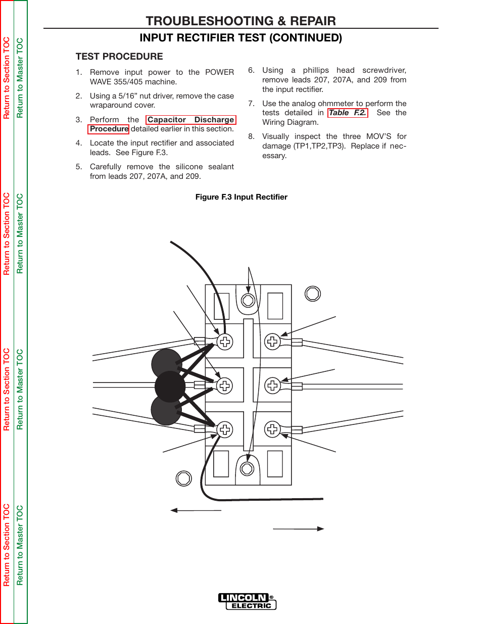 3/16" allen bolts front rear, Troubleshooting & repair | Lincoln Electric POWER WAVE 355/405 SVM159-A User Manual | Page 62 / 134