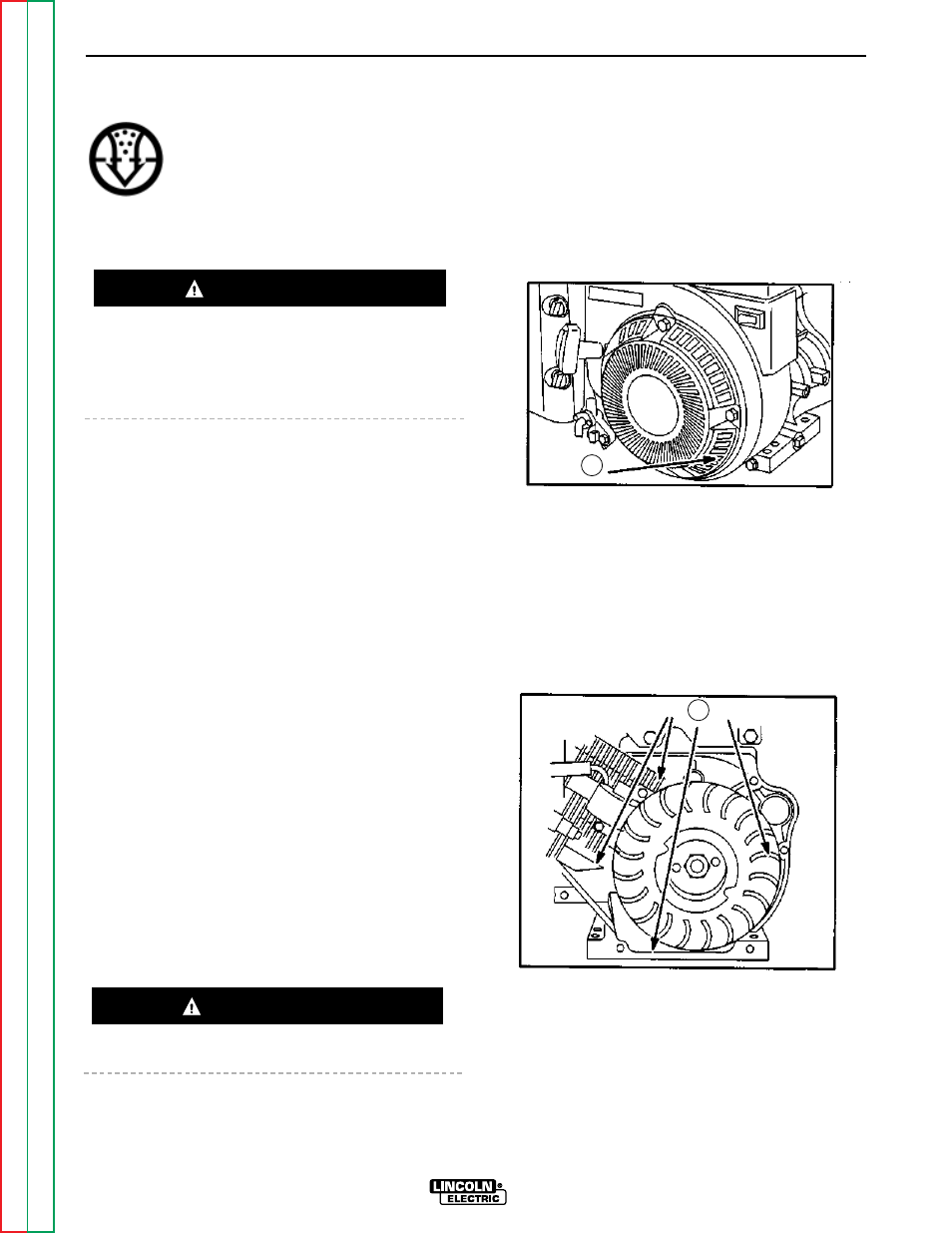 See engine maintenance in the maintenance, Maintanence, Caution | Lincoln Electric WELDANPOWER SVM 113-A User Manual | Page 31 / 106