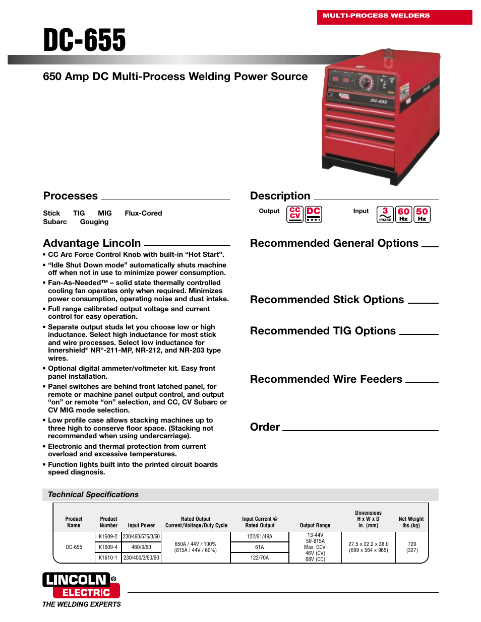 Lincoln Electric DC-655 User Manual | 4 pages