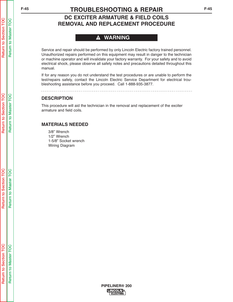Troubleshooting & repair | Lincoln Electric PIPELINER 200 User Manual | Page 115 / 145