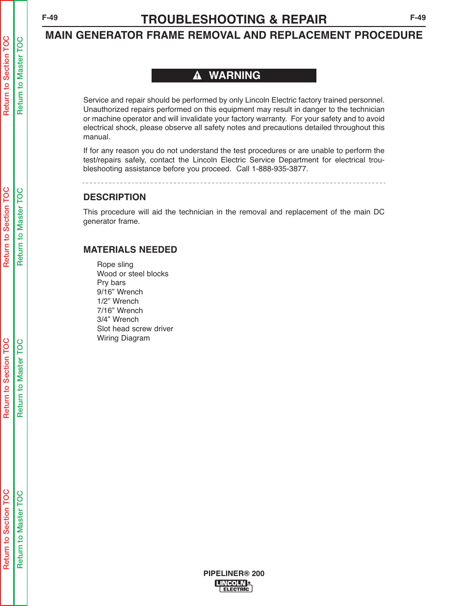 Troubleshooting & repair | Lincoln Electric PIPELINER 200 User Manual | Page 119 / 145