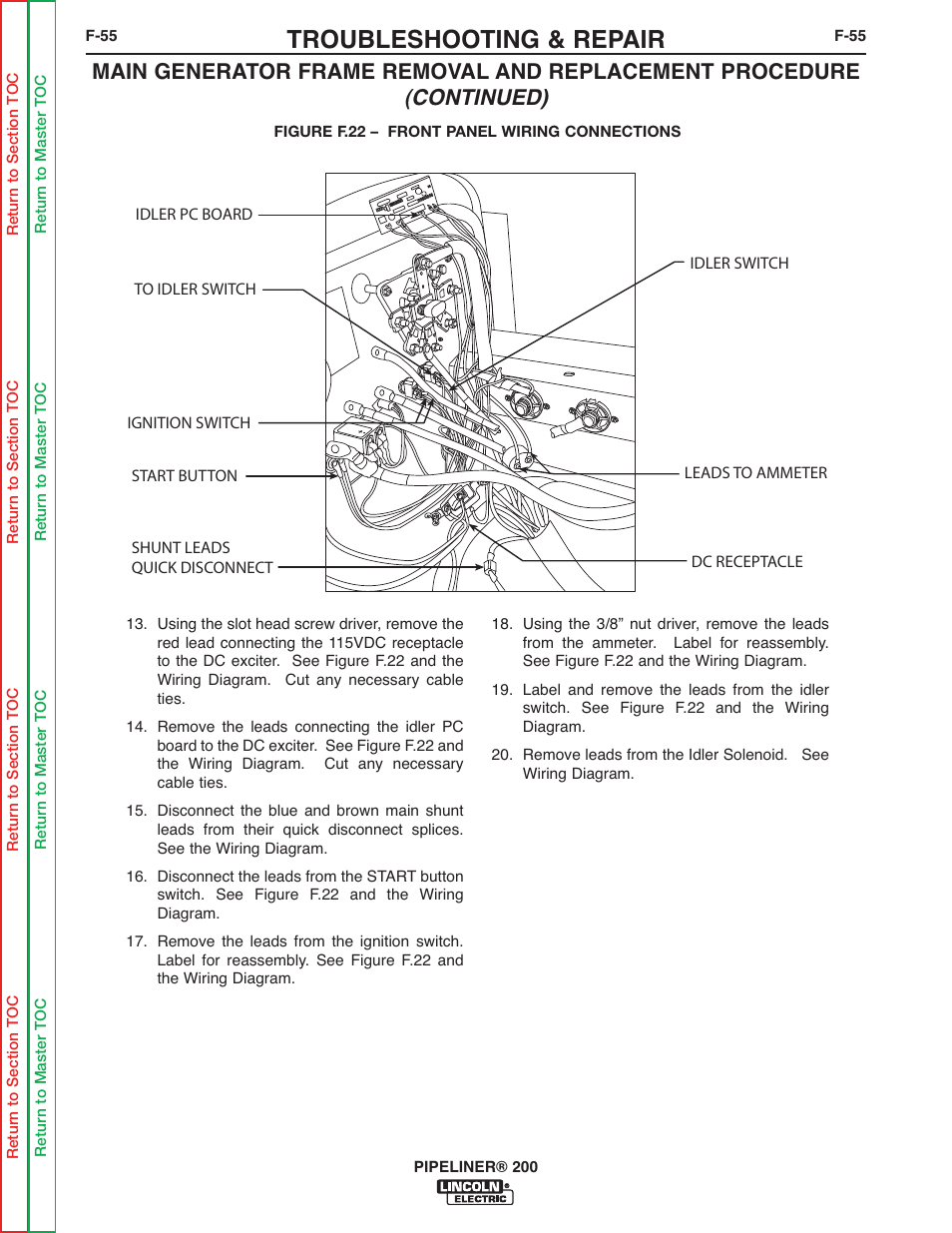 Troubleshooting & repair | Lincoln Electric PIPELINER 200 User Manual | Page 125 / 145