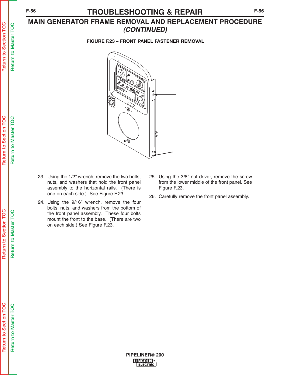 Troubleshooting & repair | Lincoln Electric PIPELINER 200 User Manual | Page 126 / 145