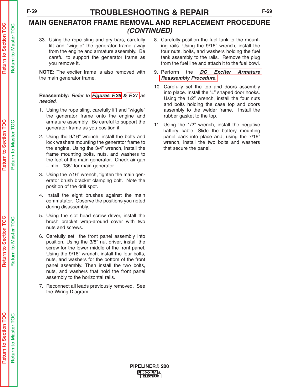 Troubleshooting & repair | Lincoln Electric PIPELINER 200 User Manual | Page 129 / 145