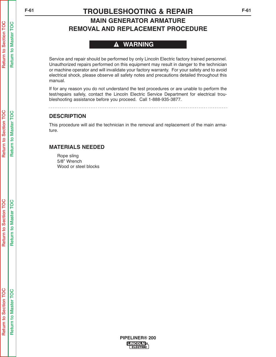 Troubleshooting & repair | Lincoln Electric PIPELINER 200 User Manual | Page 131 / 145