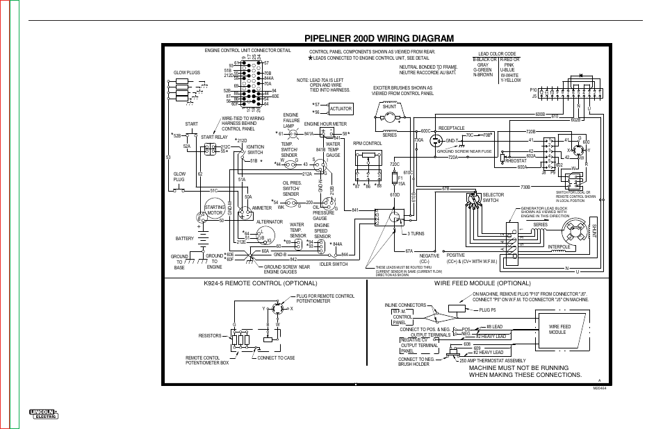 Pipeliner 200d wiring diagram, Electrical diagrams | Lincoln Electric PIPELINER 200 User Manual | Page 139 / 145