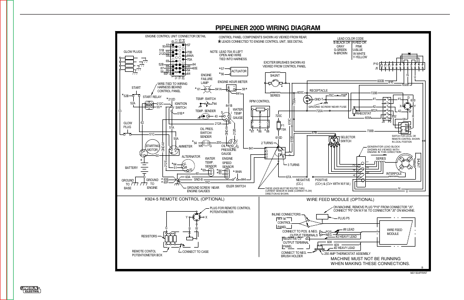 Pipeliner 200d wiring diagram, Electrical diagrams | Lincoln Electric PIPELINER 200 User Manual | Page 140 / 145
