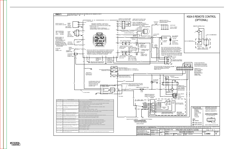 Electrical diagrams, K924-5 remote control (optional), Pipeliner® 200 | Lincoln Electric PIPELINER 200 User Manual | Page 142 / 145