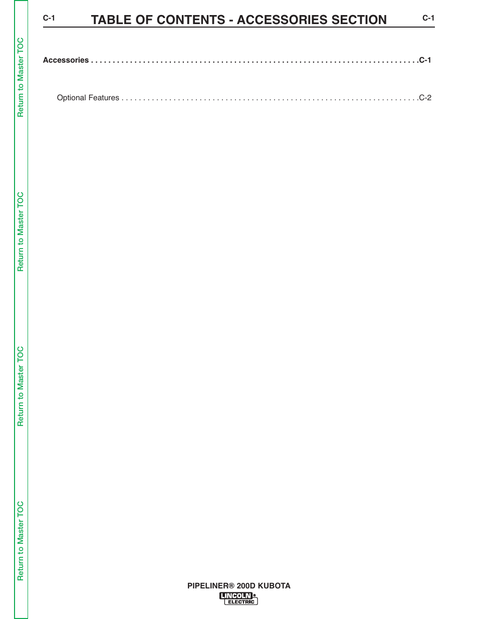Section c - accessories, See accessories section ) | Lincoln Electric PIPELINER 200 User Manual | Page 17 / 145