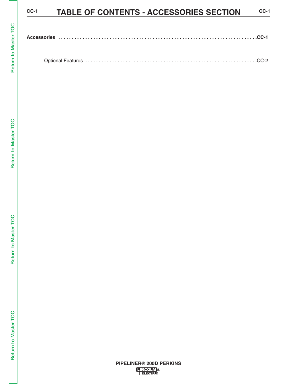 Section cc - accessories, See accessories section ) | Lincoln Electric PIPELINER 200 User Manual | Page 37 / 145
