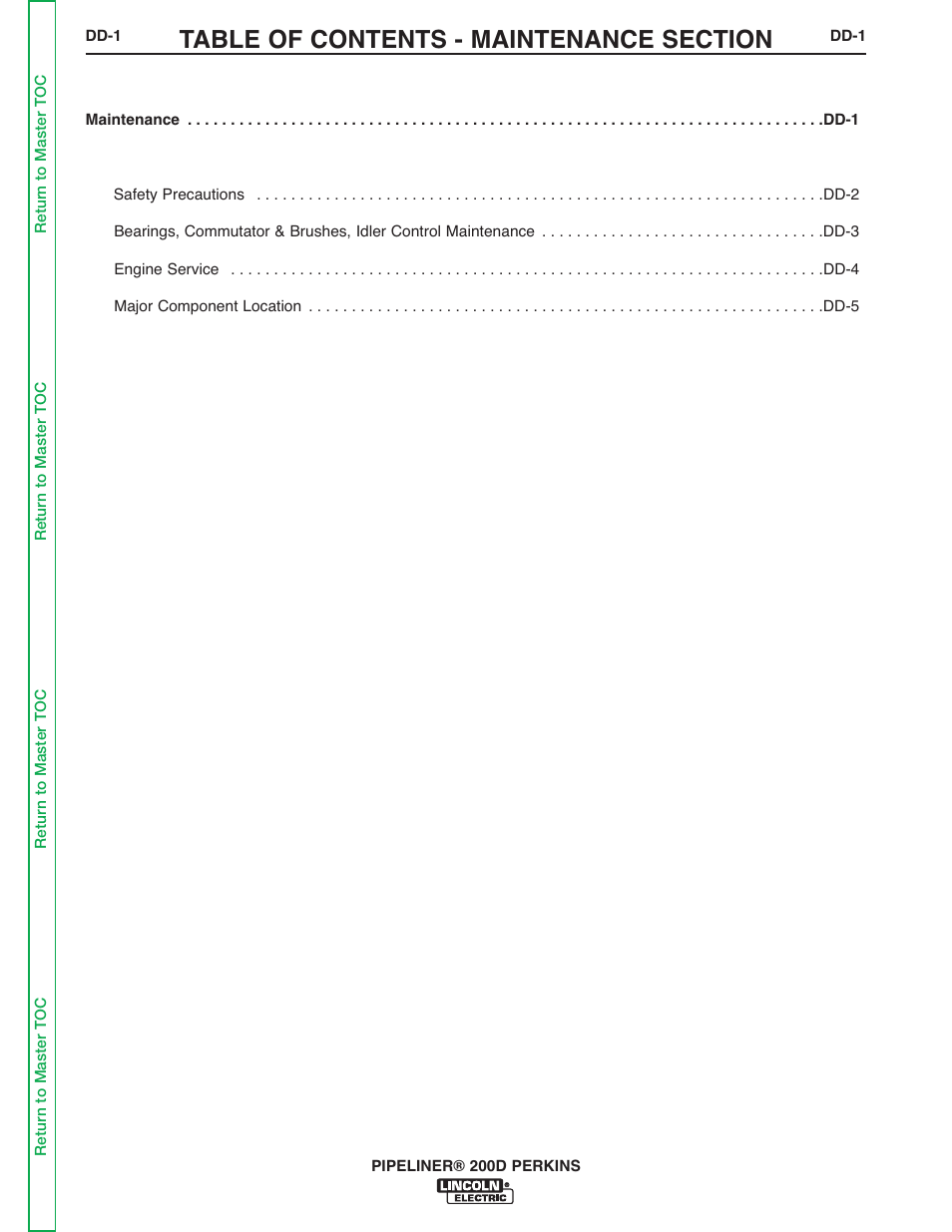 Section dd - maintenance, Maintenance | Lincoln Electric PIPELINER 200 User Manual | Page 39 / 145