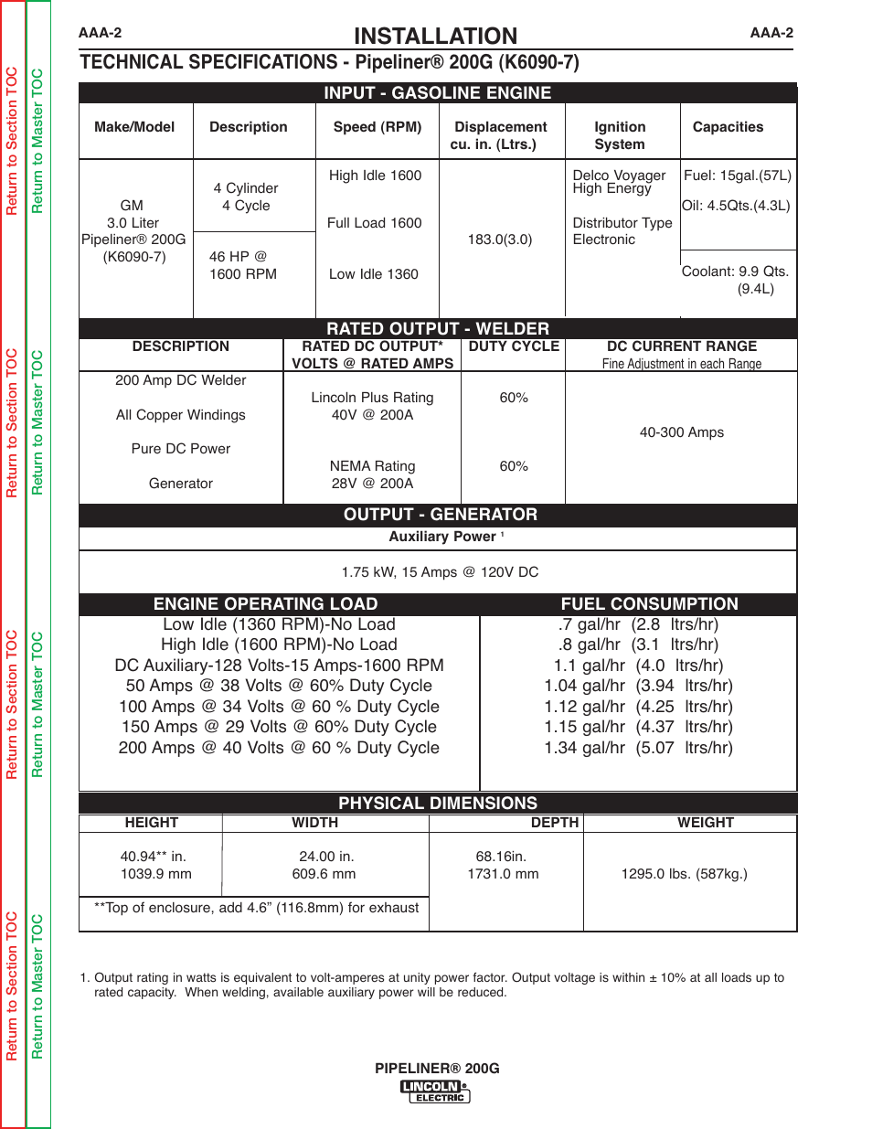 Installation | Lincoln Electric PIPELINER 200 User Manual | Page 46 / 145