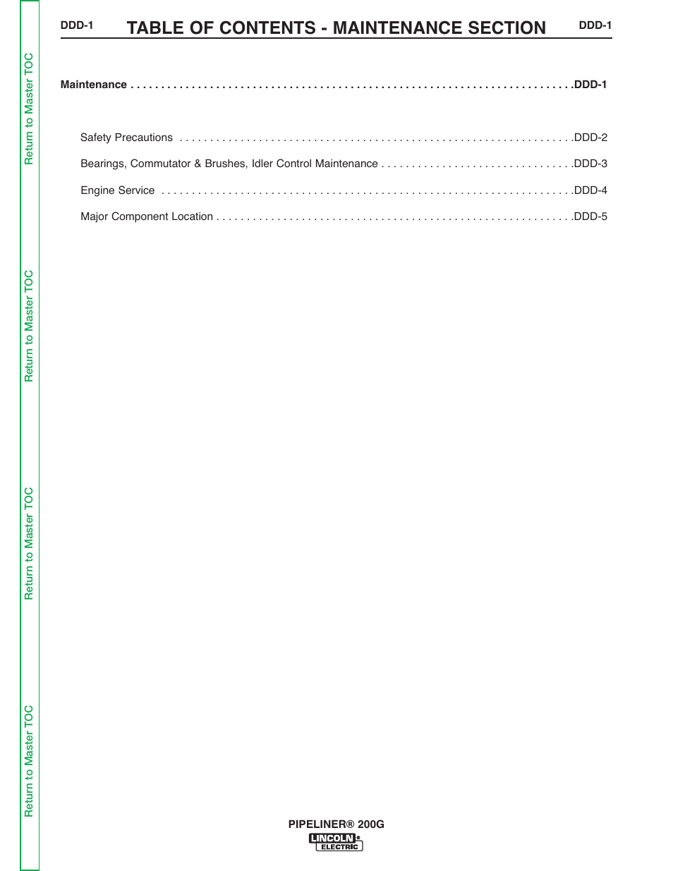 Section ddd - maintenance | Lincoln Electric PIPELINER 200 User Manual | Page 57 / 145