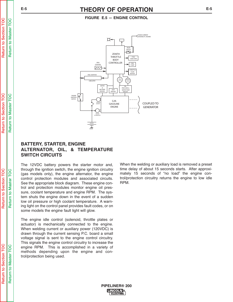 Theory of operation, E-5 pipeliner® 200 | Lincoln Electric PIPELINER 200 User Manual | Page 67 / 145