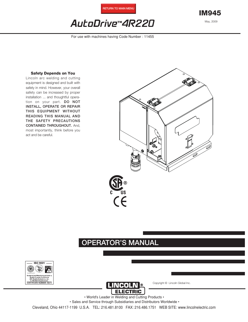 Lincoln Electric AUTODRIVE 4R220 User Manual | 30 pages