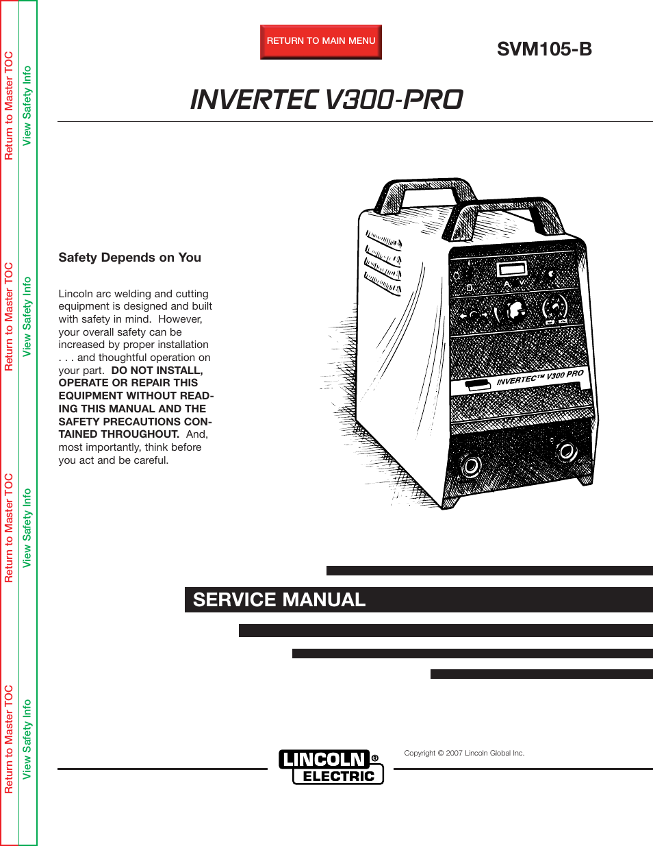 Lincoln Electric INVERTEC V300-PRO SVM105-B User Manual | 117 pages