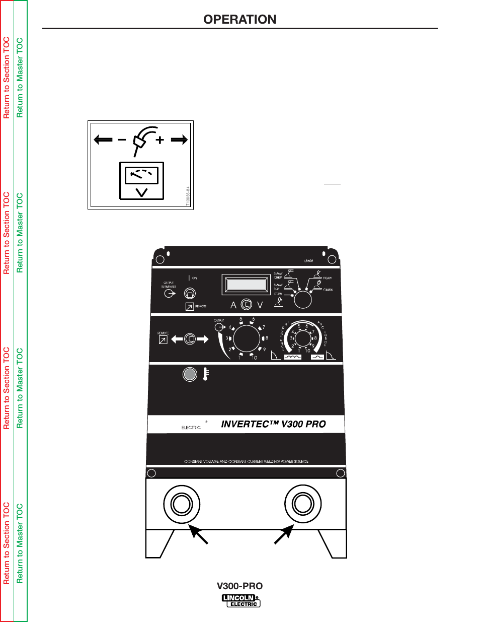 Output terminals, Operation | Lincoln Electric INVERTEC V300-PRO SVM105-B User Manual | Page 16 / 117