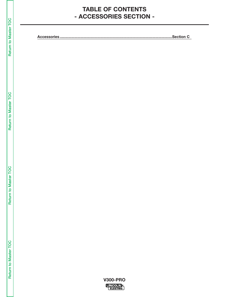 Section c - accessories | Lincoln Electric INVERTEC V300-PRO SVM105-B User Manual | Page 17 / 117