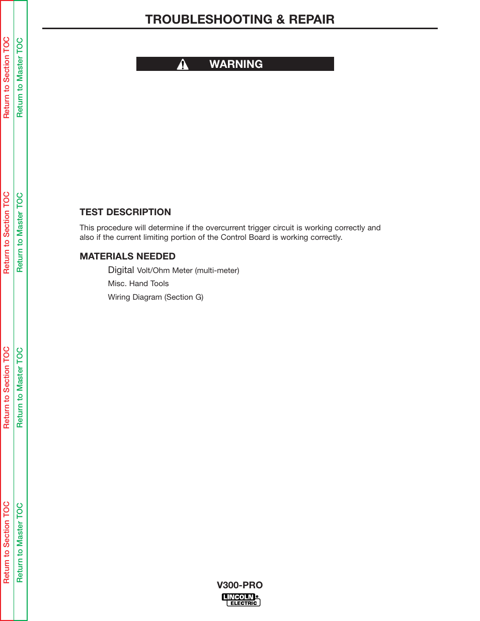 Overcurrent protection current trigger circuit, Troubleshooting & repair | Lincoln Electric INVERTEC V300-PRO SVM105-B User Manual | Page 65 / 117