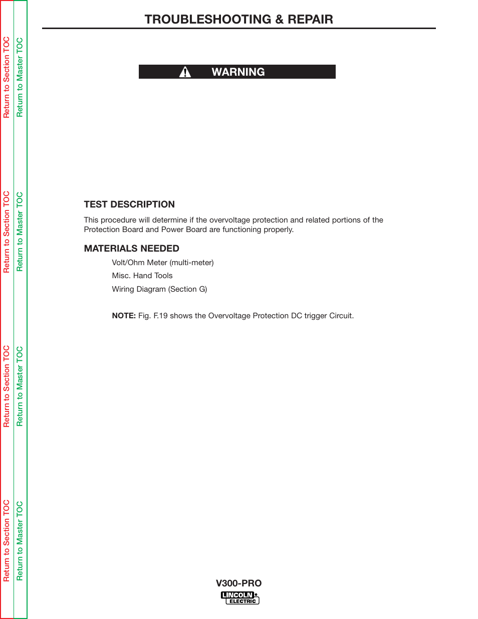 See overvoltage protection dc trigger circuit, Troubleshooting & repair | Lincoln Electric INVERTEC V300-PRO SVM105-B User Manual | Page 68 / 117