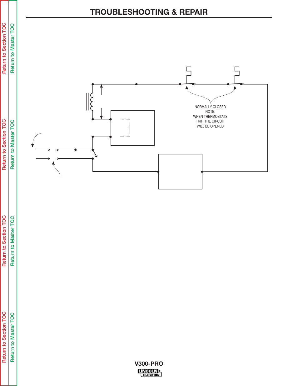Troubleshooting & repair, Thermal protection ac trigger circuit (cont.), V300-pro | Lincoln Electric INVERTEC V300-PRO SVM105-B User Manual | Page 75 / 117