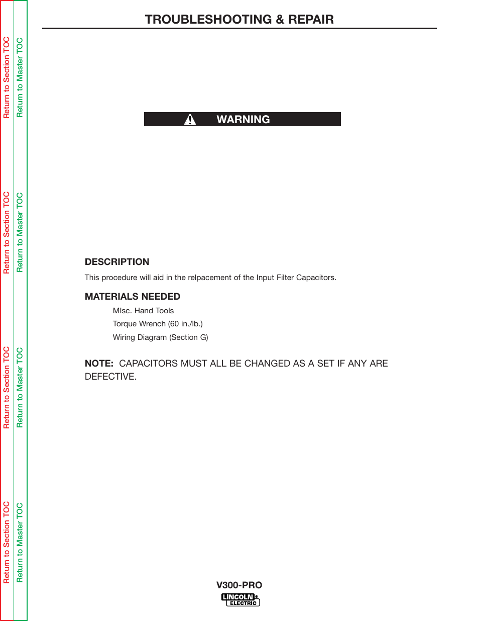 Troubleshooting & repair | Lincoln Electric INVERTEC V300-PRO SVM105-B User Manual | Page 81 / 117