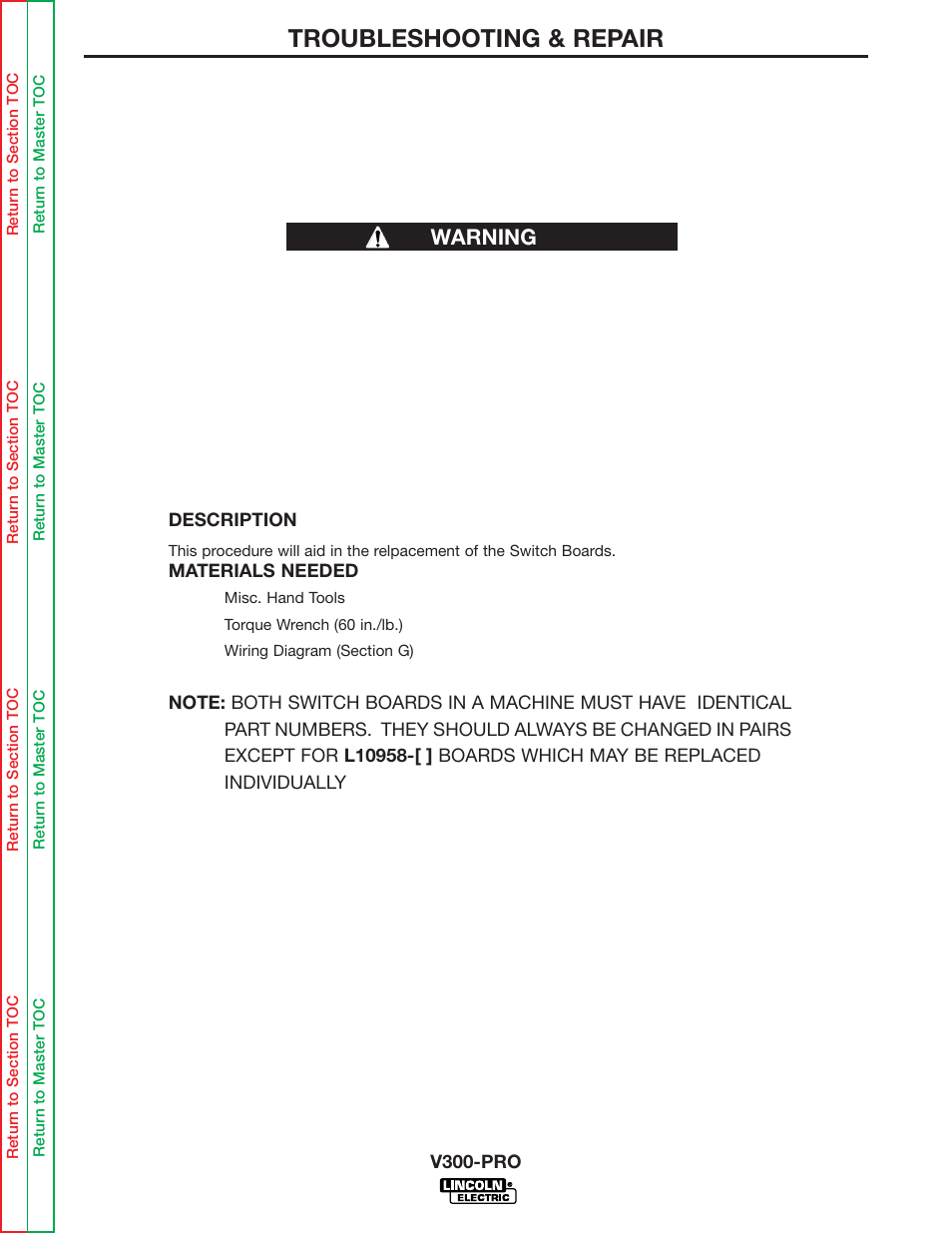 Troubleshooting & repair | Lincoln Electric INVERTEC V300-PRO SVM105-B User Manual | Page 85 / 117