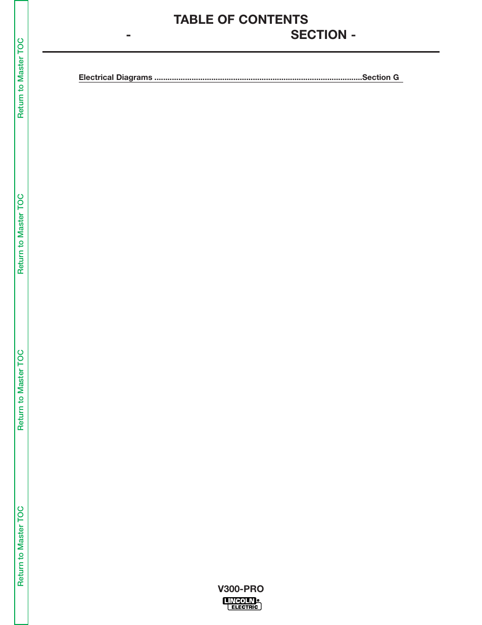 Section g - electrical diagrams, Diagram in section g, In section g | Gram in section g, Section g | Lincoln Electric INVERTEC V300-PRO SVM105-B User Manual | Page 93 / 117