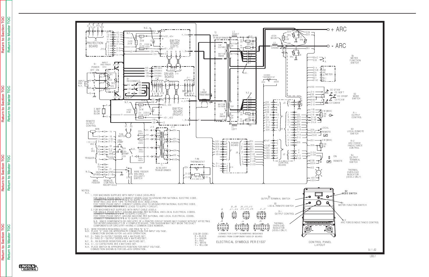 Electrical diagrams, Arc - arc, V300 pro | Lincoln Electric INVERTEC V300-PRO SVM105-B User Manual | Page 94 / 117