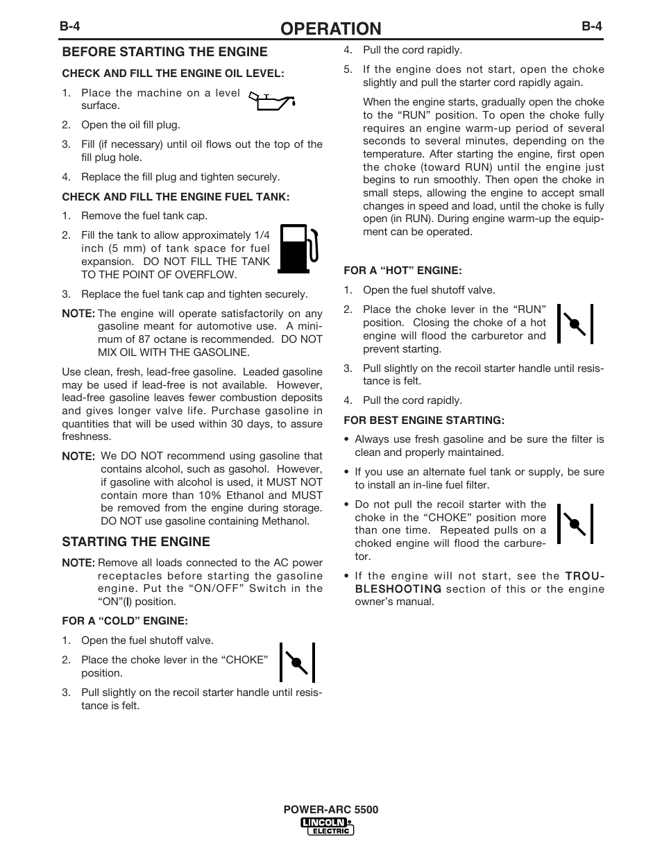 Operation | Lincoln Electric POWER-ARC IM871-A User Manual | Page 19 / 50