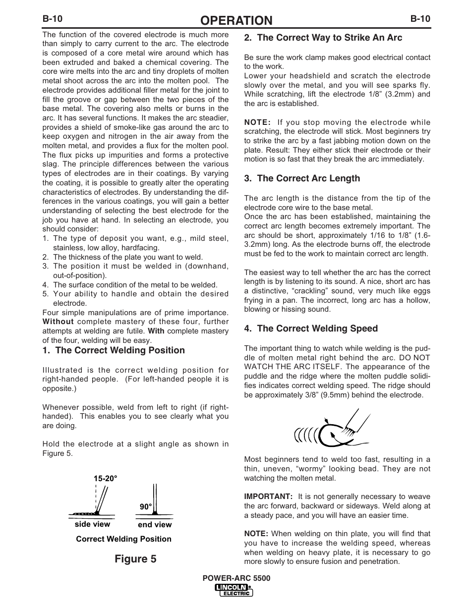 Operation, Figure 5 | Lincoln Electric POWER-ARC IM871-A User Manual | Page 25 / 50