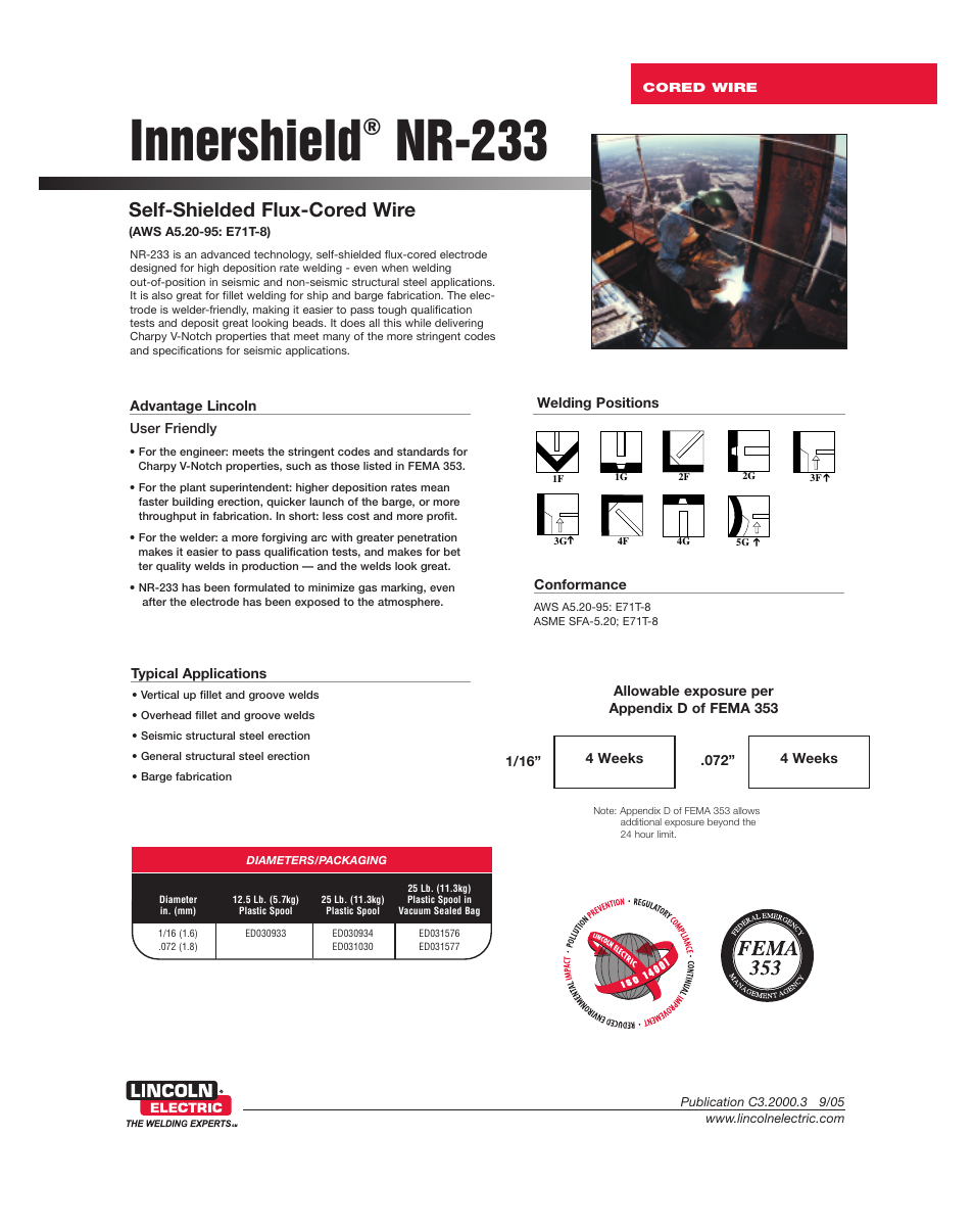 Lincoln Electric NR-233 User Manual | 2 pages