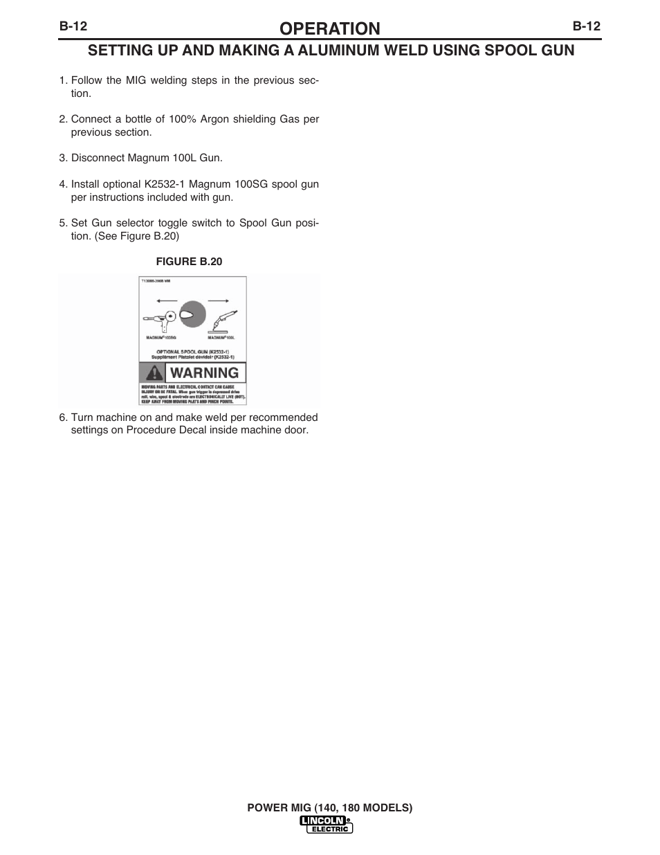 Operation | Lincoln Electric POWER MIG 180 User Manual | Page 25 / 42