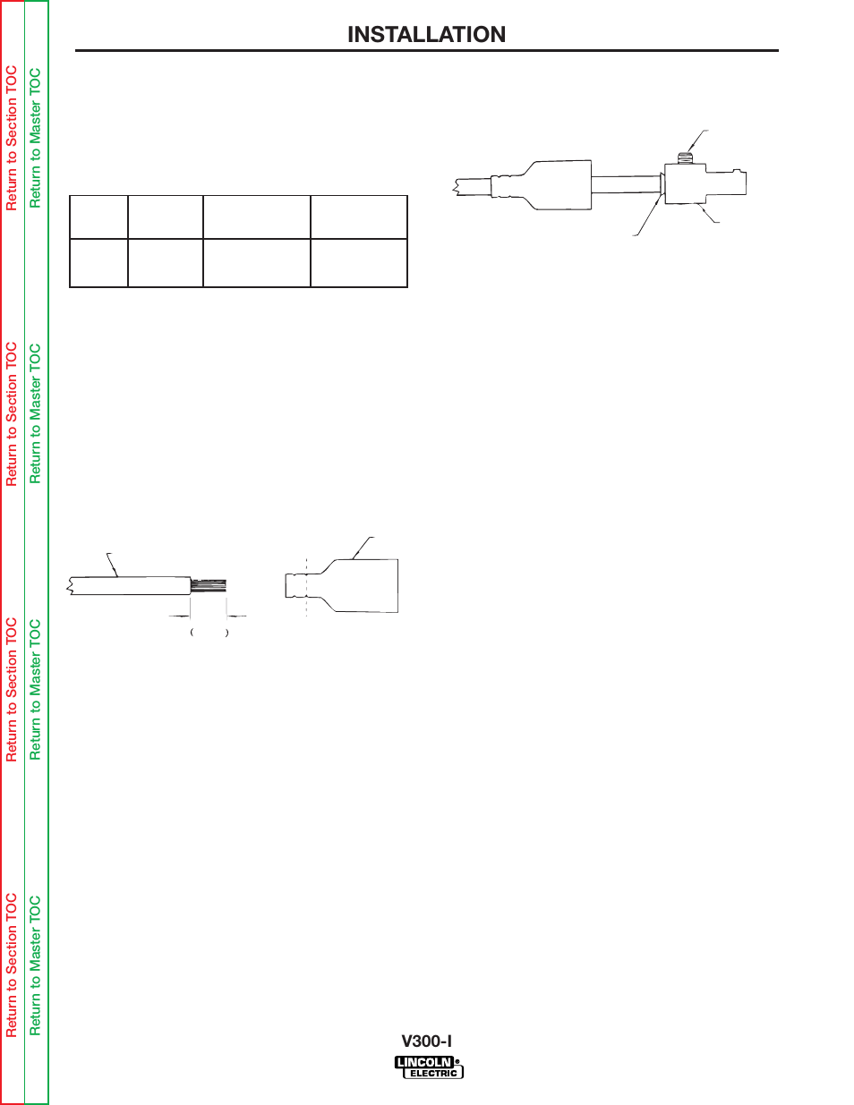 Installation, Output cables | Lincoln Electric INVERTEC SVM101-B User Manual | Page 12 / 117