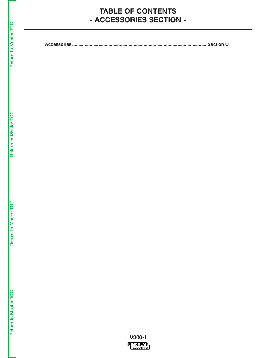 Section c - accessories | Lincoln Electric INVERTEC SVM101-B User Manual | Page 17 / 117