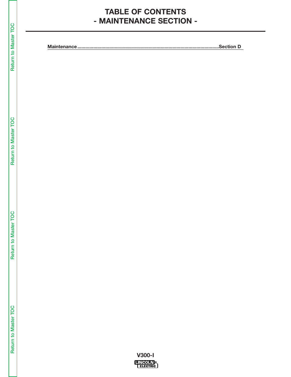 Section d - maintenance | Lincoln Electric INVERTEC SVM101-B User Manual | Page 19 / 117