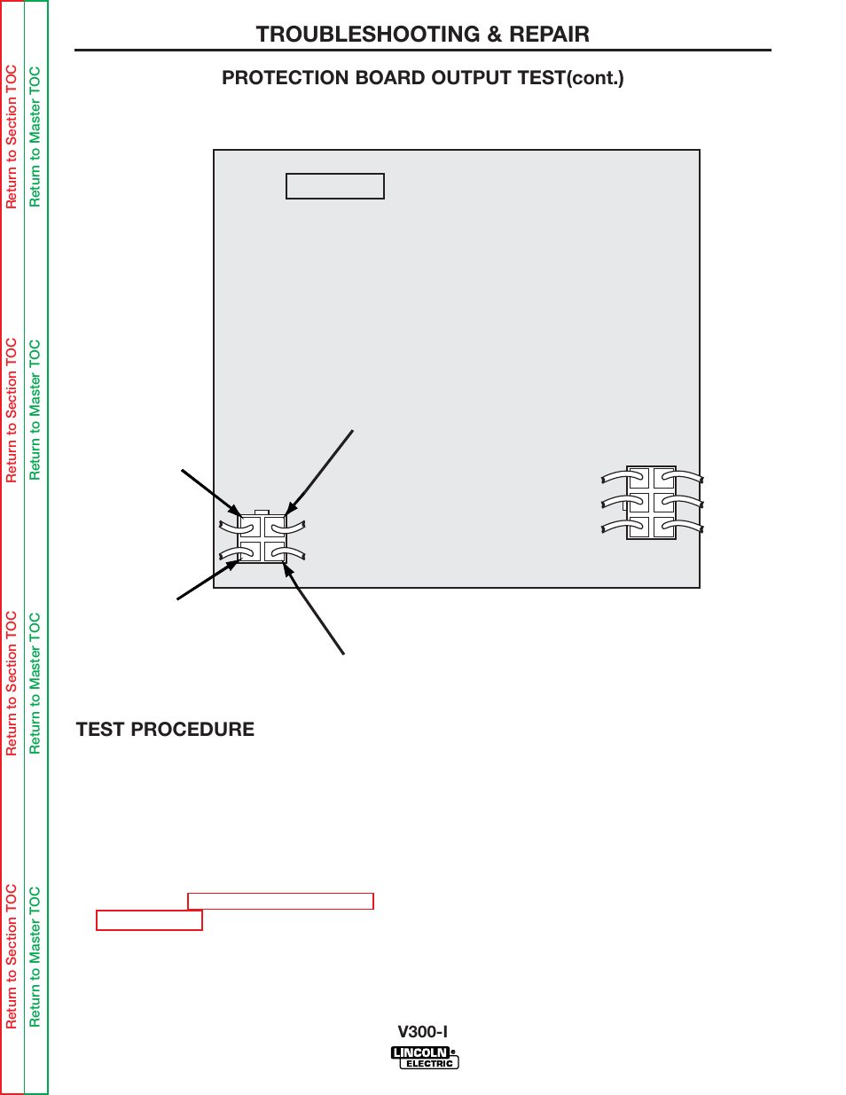 Troubleshooting & repair, Protection board output test(cont.) test procedure | Lincoln Electric INVERTEC SVM101-B User Manual | Page 50 / 117