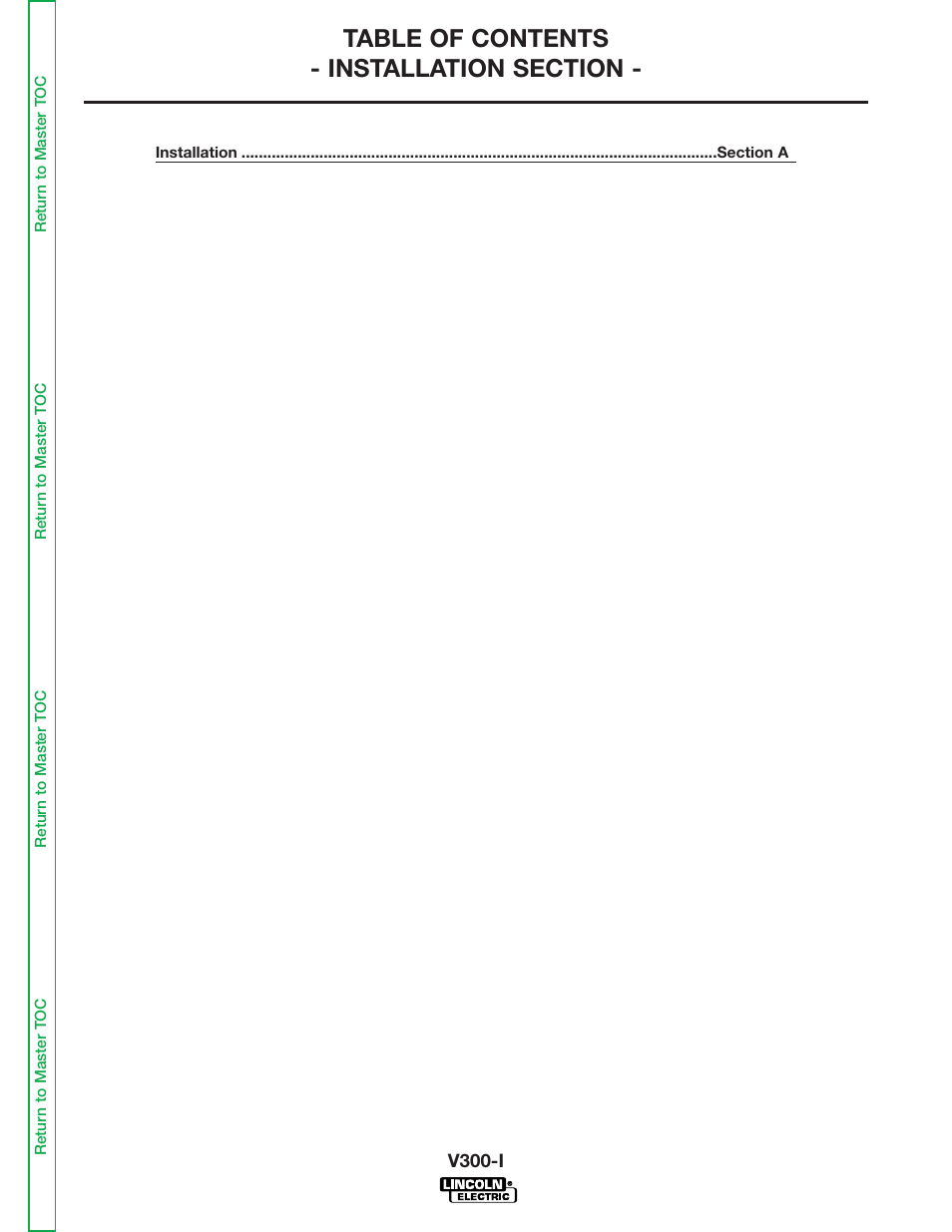 Section a - installation | Lincoln Electric INVERTEC SVM101-B User Manual | Page 7 / 117