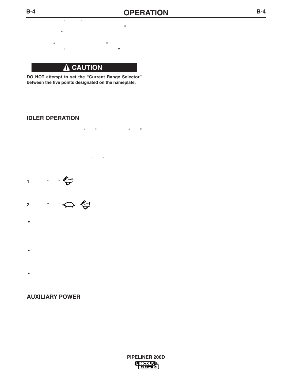 Operation, Caution | Lincoln Electric PIPELINER IM769 User Manual | Page 15 / 34